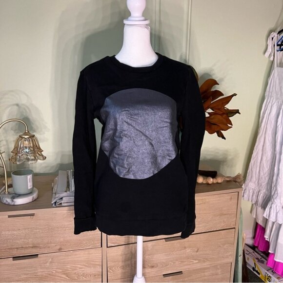 Vintage FOREVER21 Black & Metallic Silver Graphic Crewneck Sweater 100% Cotton S - Picture 8 of 16